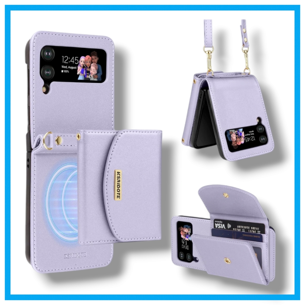 Samsung Galaxy Z Flip 4 Case Wallet Card Holder With Strap Samsung Galaxy Z Flip